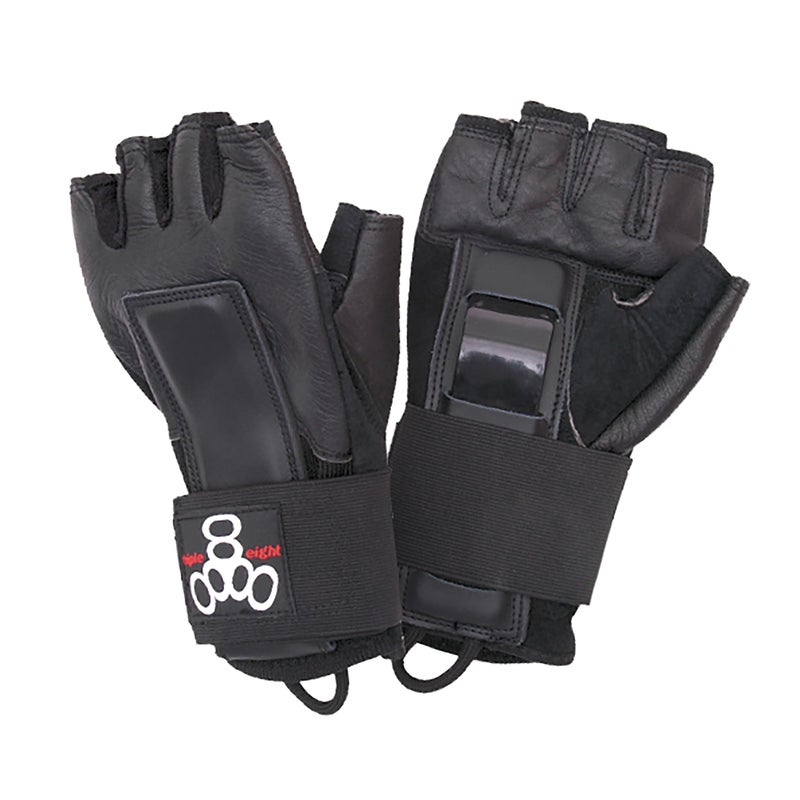 Triple Eight Hired Hands Skateboarding Wrist Guard Gloves, Large, Black (604352 80003) - Image 1